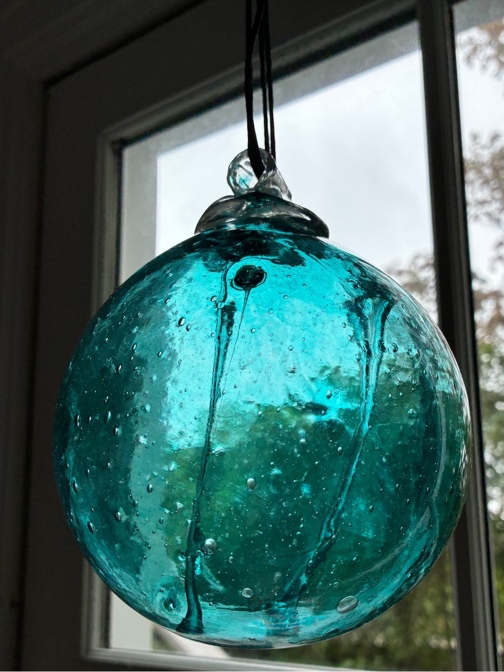 Set of 3 Hand Blown Glass Witch Balls - Teal, Blue & Purple Friendship Spheres